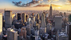 Manhattan skyline in Manhattan New York City, NYC, USA